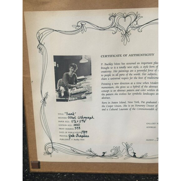 VTG P. Buckley Moss Framed Amish Art Print 14.5"x15.5"  Signed, Numbered & COA - Picture 7 of 8